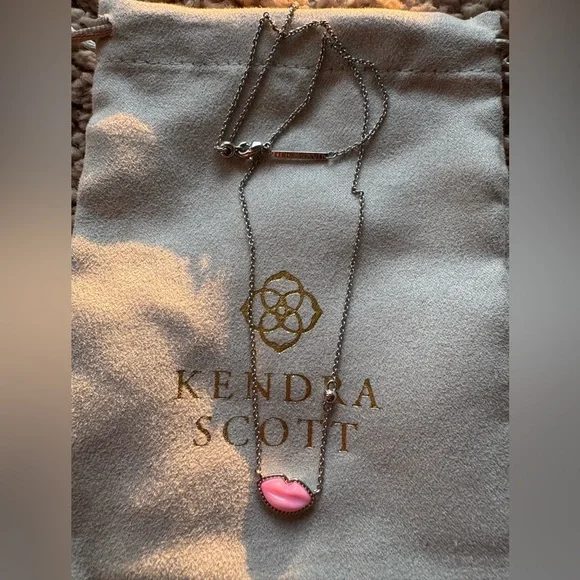 Kendra Scott Silver Pink Kiss Lips Necklace - Picture 2 of 3
